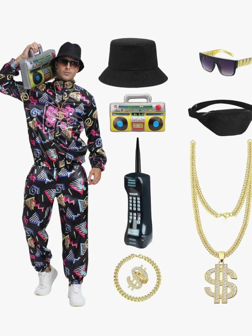 NIB Men's Retro 80's 90's Track Suit Halloween Costume- Large